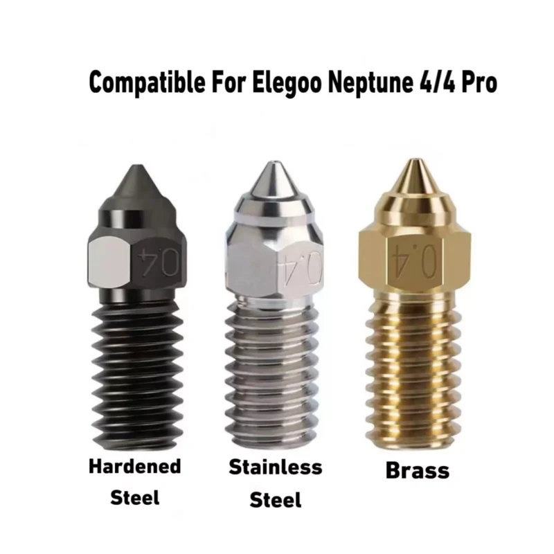 ELEGOO Neptune 4 0.2,0.4,0.6,0.8mm Nozzle Hardened/Stainless Steel/Brass High-Speed Nozzle For Elegoo Neptune 4 Pro